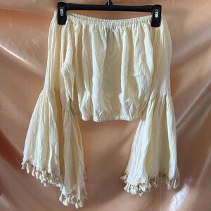 Jaded Gypsy Crop Off Shoulder Boho Bell Sleeve Top ✨NWT Sz Small